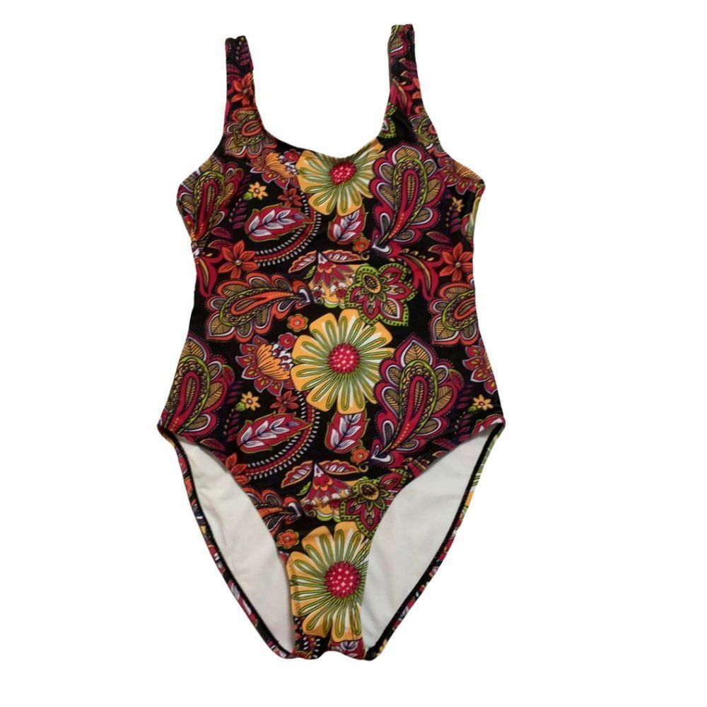 Nicole Miller Floral Paisley One-Piece Swimsuit – Retro Boho Print Size M - Picture 7 of 9